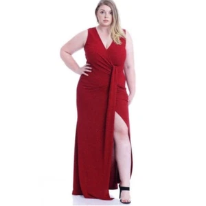 New Plus Size Red Dress 2X Stretchy Hukuru Glitter Mermaid Maxi Dress 2X - Picture 1 of 5