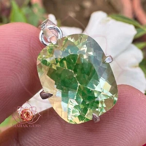 Certified 19.10 CT Natural Vibrant Green Peridot Gemstone Pendant – 925 Silver - Picture 1 of 7