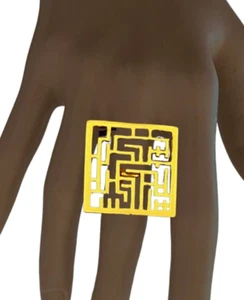 Dubai Style Golden Maze Large Big Square Ring Costume Jewelry - Picture 1 of 3