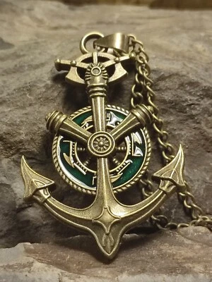 Seemann Halskette in Messing / Gold Anker Glücksbringer Talisman Groß hochwertig - Bild 1 von 4