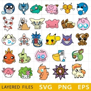 Pokemon en capas SVG, archivos Pokemon Cricut, archivos Pokemon SVG Cut, Pokemon PNG - Imagen 1 de 5