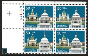US Scott #2532, Plate Block #A11111 1991 Switzerland 50c VF MNH - Picture 1 of 1