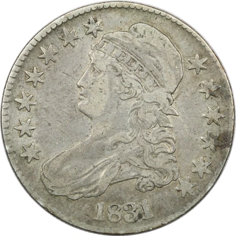 1831 Capped Bust Half Dollar 50C, Very Fine VF, Graffiti Cover