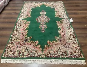Green Per'sian Kirman Rug 4x6 Semi Open Field Vintage - Picture 1 of 12
