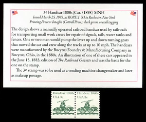 US Scott #1898 3¢ par de bobinas de coche de mano en estado bastante bueno MNH con montaje de sello - Imagen 1 de 1