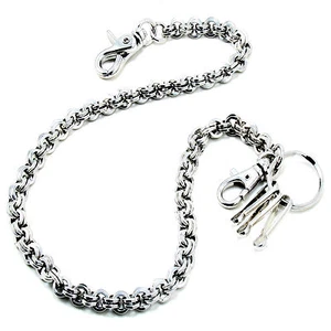 DK Small Ring Roof Simple Trucker Biker Jean Key Wallet Chain (23") Silver CS155 - Picture 1 of 5