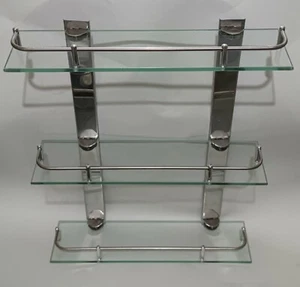 Porta oggetti portasapone doccia vetro 3 ripiani accessori bagno 40x53 - Foto 1 di 8