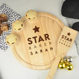 Personalised Star Baker Set Serving Cake Board Cake Stand Baking Spatula - Picture 1 of 13