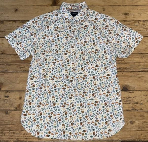 Denim & Flower Men’s Size M Leaf Print Short Sleeve Button Up Shirt NWOT - Picture 1 of 5