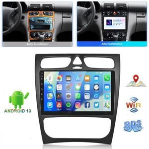 9'' Android 13 Autoradio Für Mercedes Benz CLK W209 C-Klasse W203 GPS Navi FM - Bild 1 von 16