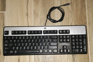 Genuine HP Desktop Black & Silver Wired USB Keyboard SK-2885 - Picture 1 of 4