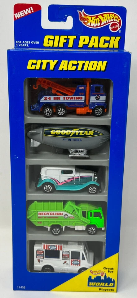 1996 Hot Wheels 5 Car Gift Pack City Action GOODYEAR Blimp Good Humor 17458
