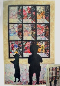 Vintage Whims Watercolor Quilt Kit Friends Little Kid Puppy Dog Trad Flowers DIY - Picture 1 of 8