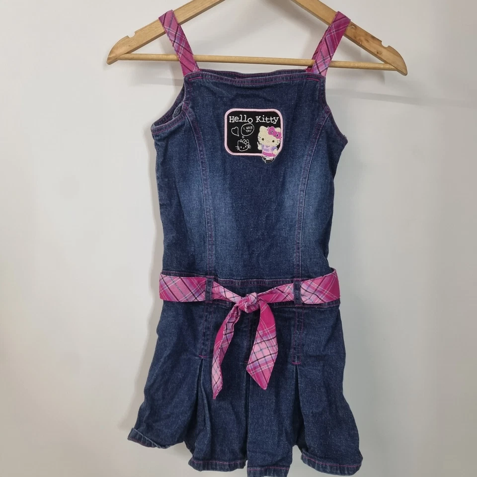 Y2k Hello Kitty Sanrio Jersey Plisado Falda Denim Cuadros Escuela Niña Talla M Foto 1 de 4