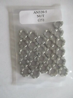 AERONAUTICAL STANDARDS AN320-5 Castellated Nut 5/16-24 Steel Castle Nut - Lot of 25