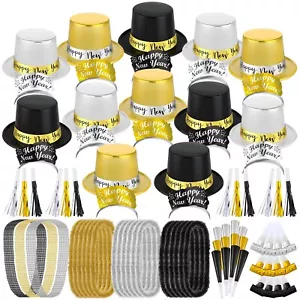 Ceenna 126 Pcs 2025 New Years Eve Party Supplies Top Hats Tiaras Noisemakers ... - Picture 1 of 6