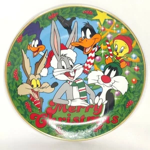 Looney Tunes Christmas Plate Bugs Bunny Daffy Sylvester Tweety Porcelain 1991 - Picture 1 of 3