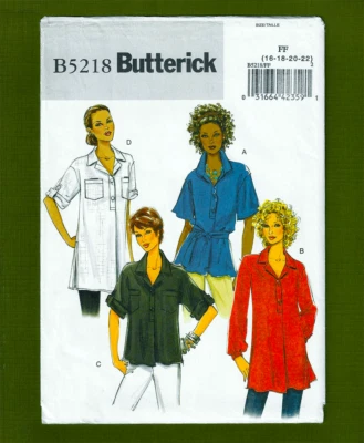 EASY Loose Fit Pullover Top or Tunic Sewing Pattern (Sizes 16-22) Butterick 5218 - Image 1 of 4