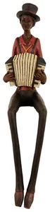 Jazz Musician Squeeze Box Accordion Player Sitting 40cm Collect The Set New - Picture 1 of 4