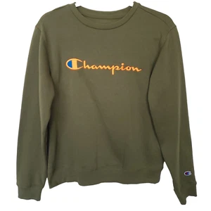 Champion Sweater Shirt Junior XL Green Orange Sweatshirt Fleece Pullover Unisex - Picture 1 of 13