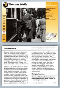 Thomas Wolfe #50.17 - Arts - Story Of America Grolier Card