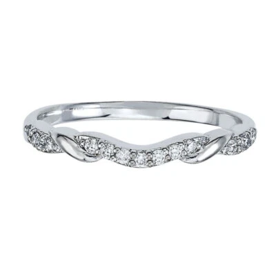 0.15CT Earth Mined Diamond Contour Anniversary Women's Band in 10K White Gold - Image 1 of 3