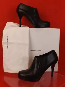NUEVO EN CAJA ZAPATOS DE TACÓN ALTO BALENCIAGA DE CUERO NEGRO CON DESLIZAMIENTO DE PLATAFORMA 41 - Imagen 1 de 12