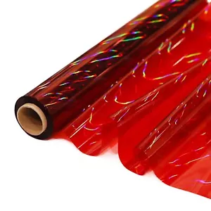 Iridescent Cellophane Wrap Roll I 34 In Wide X 100 Ft Long I Colorful Cello Red - Picture 1 of 6