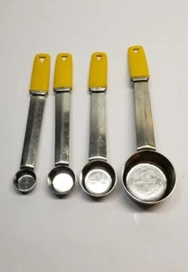 Stainless Steel Measuring Spoons Set yellow handle-Juego De Cucharas Medidoras  - Picture 1 of 10