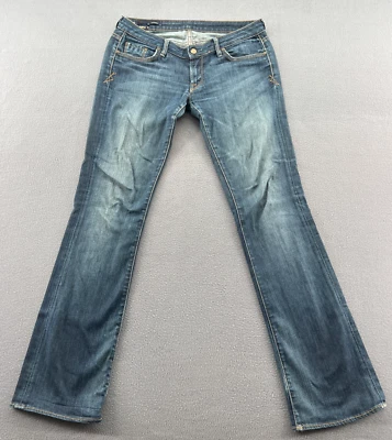 Pantalones de mezclilla Union para mujer talla 30 lavado oscuro desgastados pierna bota tiro bajo Foto 1 de 4