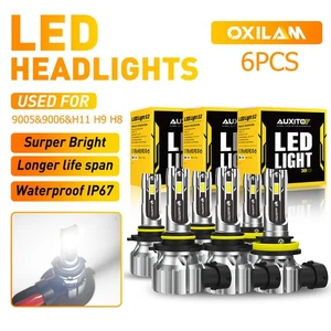 AUXITO 9005 9006 H11 LED Headlight High Beam Low White Replace Halogen X6 CANBUS - Bild 1 von 16