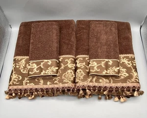 Avanti Ropa de cama Damasco Flecos Moca 2 toallas de baño + 2 toallas de dedo Algodón NUEVO - Imagen 1 de 9