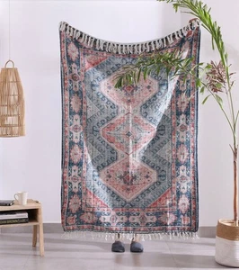 Luxury Wool Rug - Blue Rustic Decor | Boho Charm - Foto 1 di 6