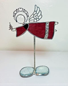 VNTG Stained Glass & Metal Angel Figurine 8.5” x 6” EUC - Bild 1 von 6