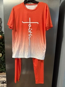 Conjunto de pantalones pijama de manga corta naranja "Fe" para mujer talla grande acogedor cómodo sedoso - Imagen 1 de 7