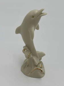 Lenox Statuina Delfino Porcellana Accenti Oro 24K - Foto 1 di 7