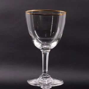 Val St. Lambert Glamour Wine Goblet 5" Gold Trimmed Crystal Glass 1950's France - Picture 1 of 3