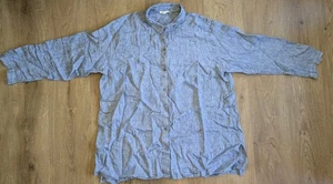 Eileen Fisher Yarn-Dyed Handkerchief 100% Organic Linen Button Down Shirt Blue - Picture 1 of 9