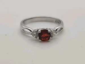 Sterling Silber 925 Rundschliff roter Edelstein Ring Gr. 8 (B20) - Bild 1 von 6