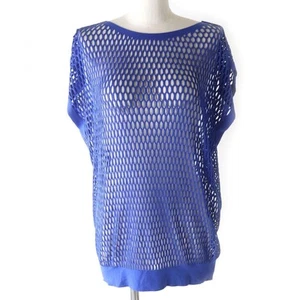 Me Issey Miyake Maglia Girocollo Manica Corta Taglio E Cucito Top Donna Blu Made I - Foto 1 di 6