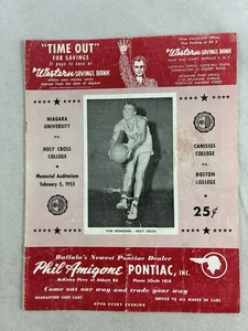 Programa de baloncesto universitario Holy Cross vs. Niagara 1955, Tom Henisohn - Imagen 1 de 5
