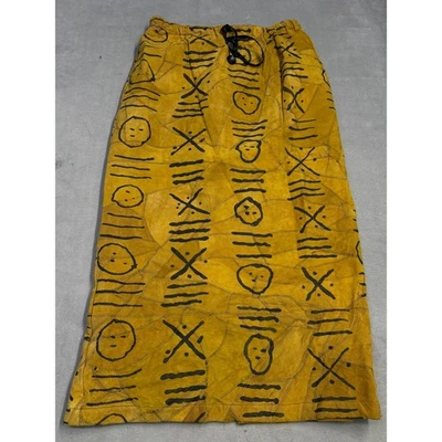 Maxi falda grande de cuero amarillo con estampado tribal AS HRO Foto 1 de 4