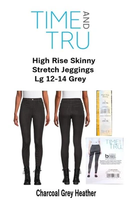 Time and Tru Women's Pull-on High Rise Skinny Stretch Jeggings Lg 12-14 Grey New - Image 1 of 4