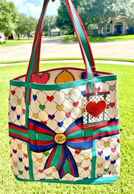 NEW Brighton HOLIDAY LOVE & JOY Extra Large Canvas Shopper Tote Bag 15x15" - Image 1 of 4