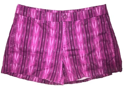 Pantalones Cortos Gap Para Mujer 10 Rayas Púrpura Frente Plano Tiro Medio Elastizados Chinos 4” Foto 1 de 4