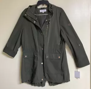 Damen Jacke Calvin Klein Gr. XL Kapuze Regen/Windbreaker Style Reißverschluss/Druckknopf Neu mit Etikett - Bild 1 von 12