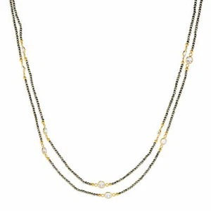 Mehers Jewelry 60" Gemstone Bead & Simulated Diamond Station 925 Silver Necklace - Picture 1 of 7