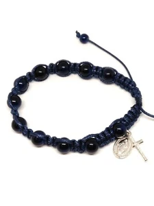 One Decade Rosary Macrame Bracelet with Miraculous Medal & Cross - Picture 1 of 3