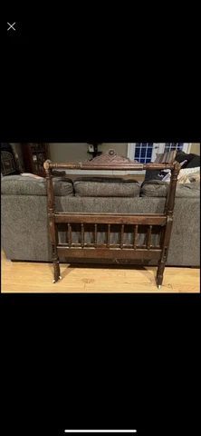 Antique CHILD/TODDLER Bed Headboard Footboard Rails And Mattress Cover