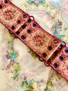 Michal Negrin verstellbarer Gürtel Leder mit Fransen & Nadelspitze Vintage - Bild 1 von 8